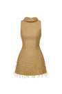 Camel Crystal Beaded Tweed Top