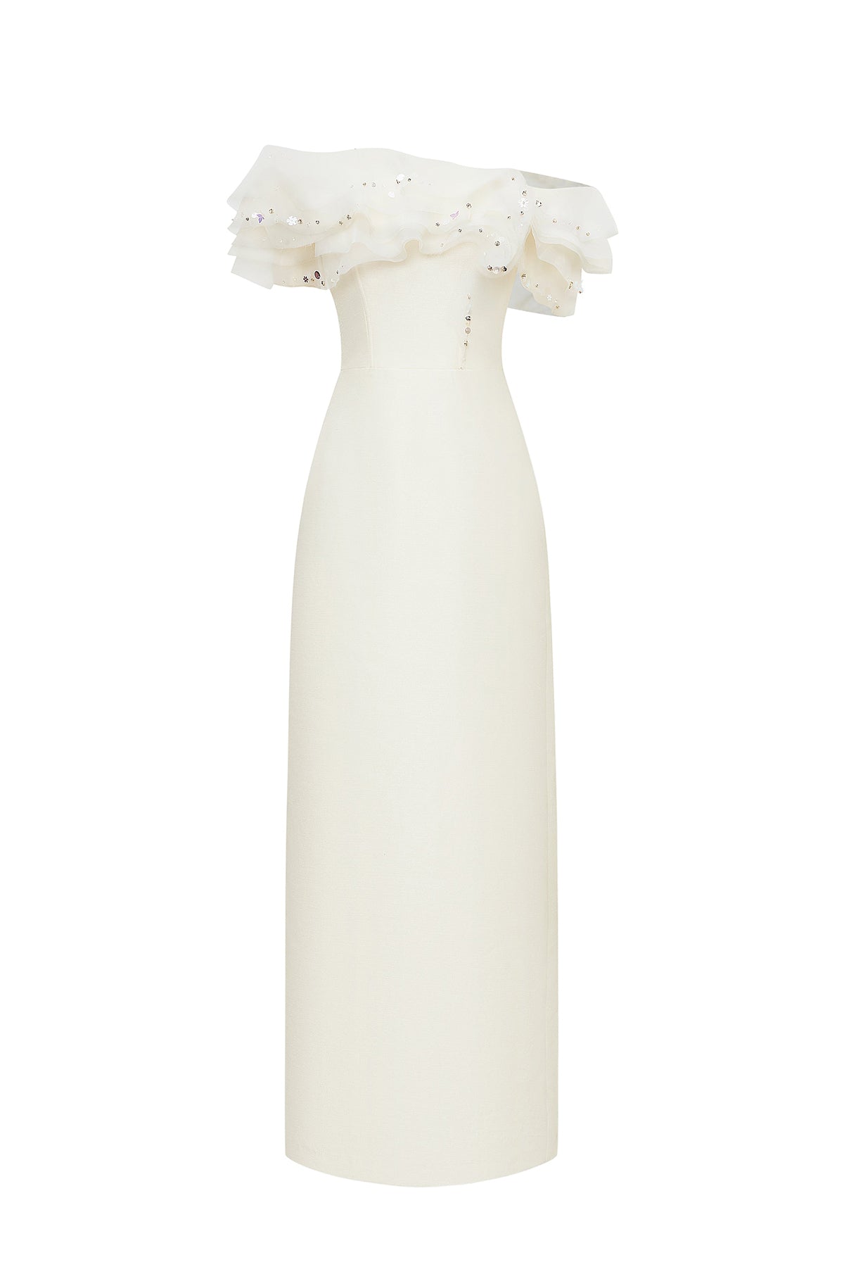 Petaline Butterfly Sleeve Maxi Dress Ivory Cream / M