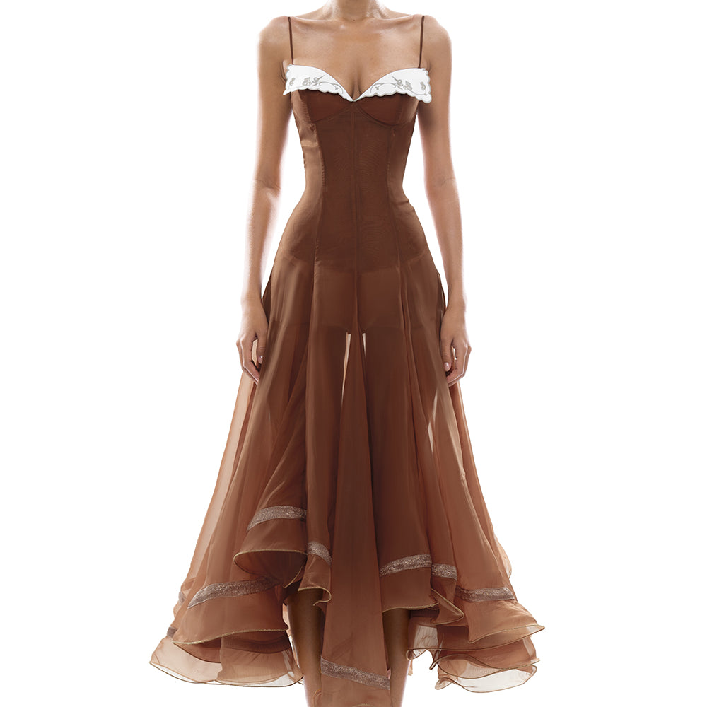 Liane Sweetheart Draped Midi Dress