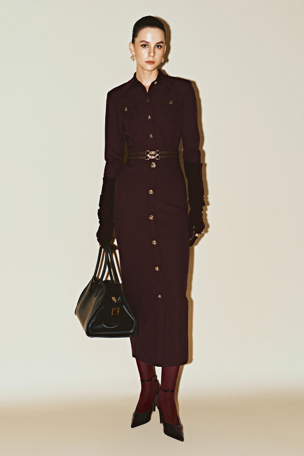 Caelum Collared Button Midi Dress