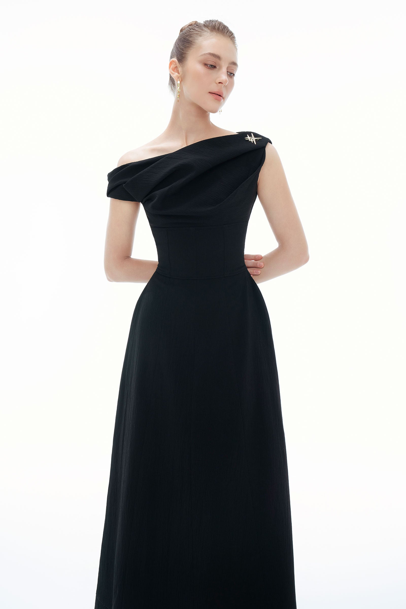 Charlotte Asymmetric Neck Maxi Dress