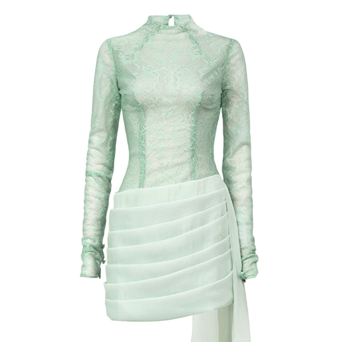 Loretta Bodycon Extended Flap Organza Maxi Dress