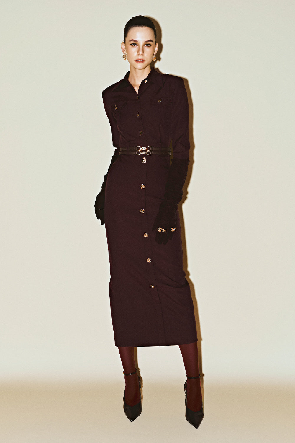 Caelum Collared Button Midi Dress