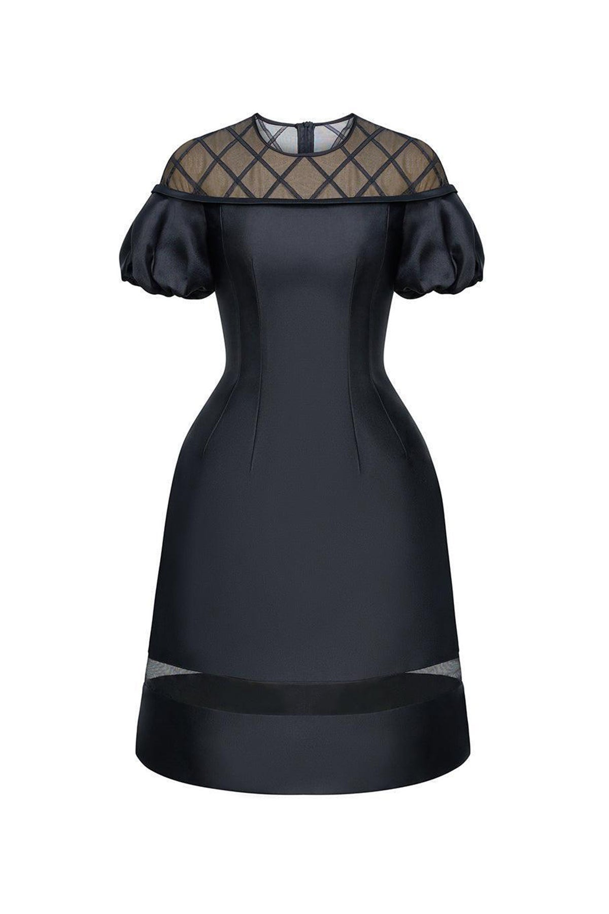 Francesca A-line Round Neck Taffeta Knee-length Dress