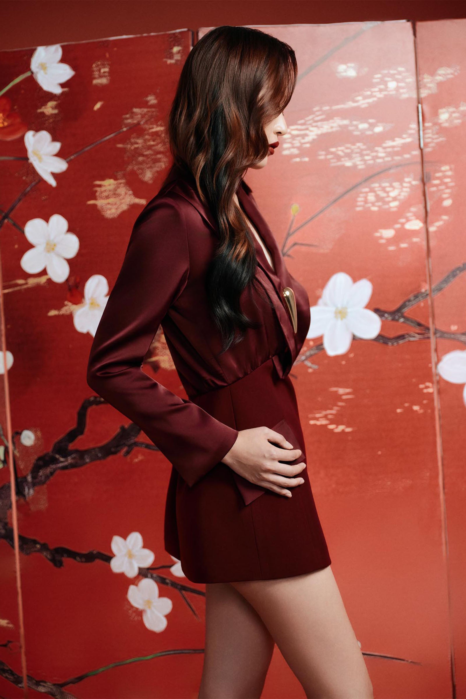 Rose V-Neck Mini Dress
