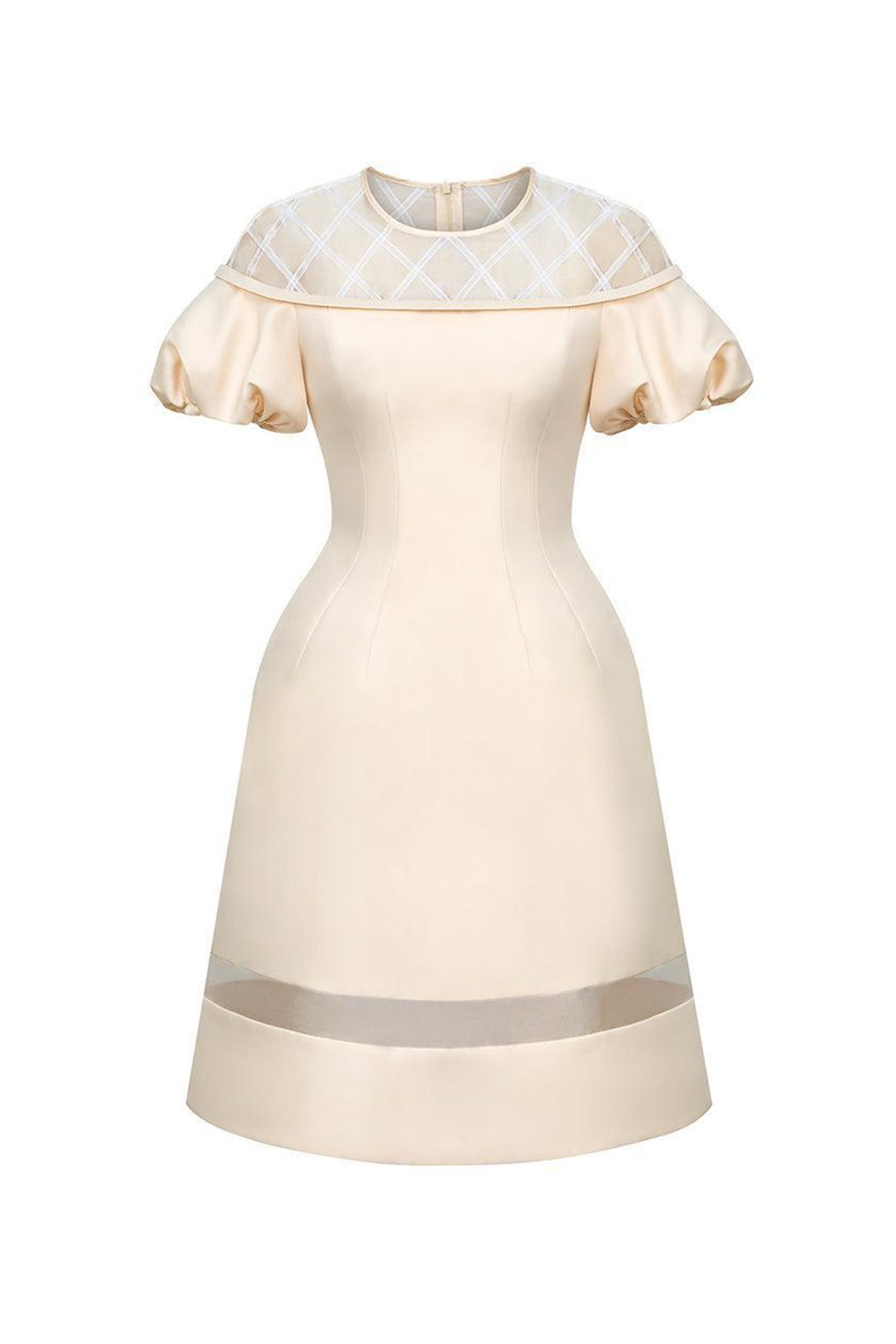 Francesca A-line Round Neck Taffeta Knee-length Dress