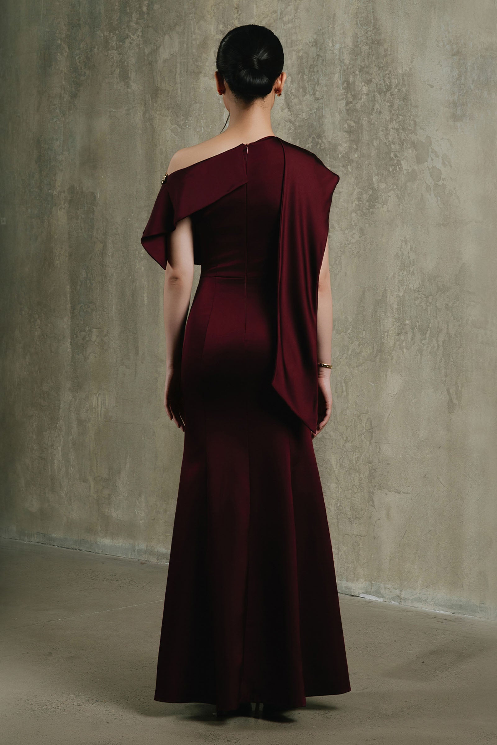 The Aftermath Asymmetric Neck Maxi Dress
