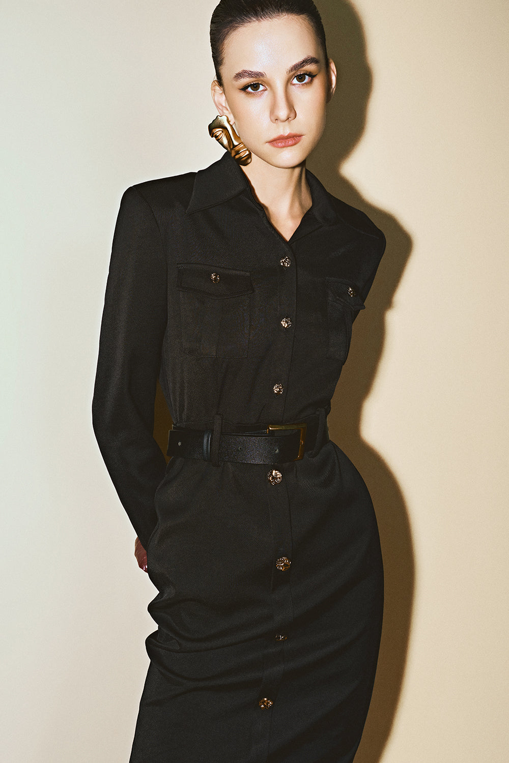 Caelum Collared Button Midi Dress