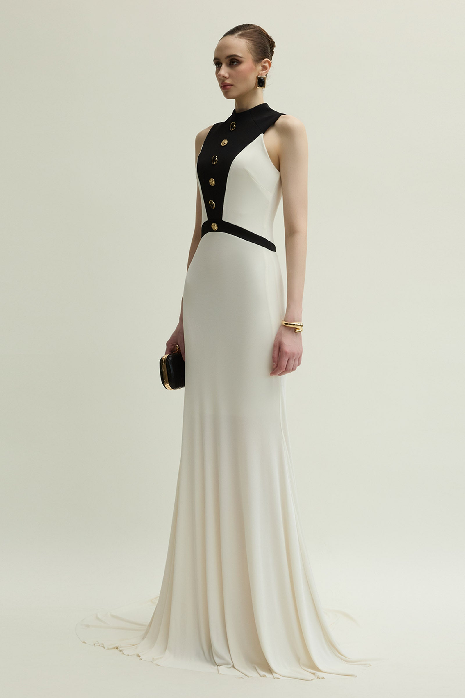 Aster High Neck Button Maxi Dress