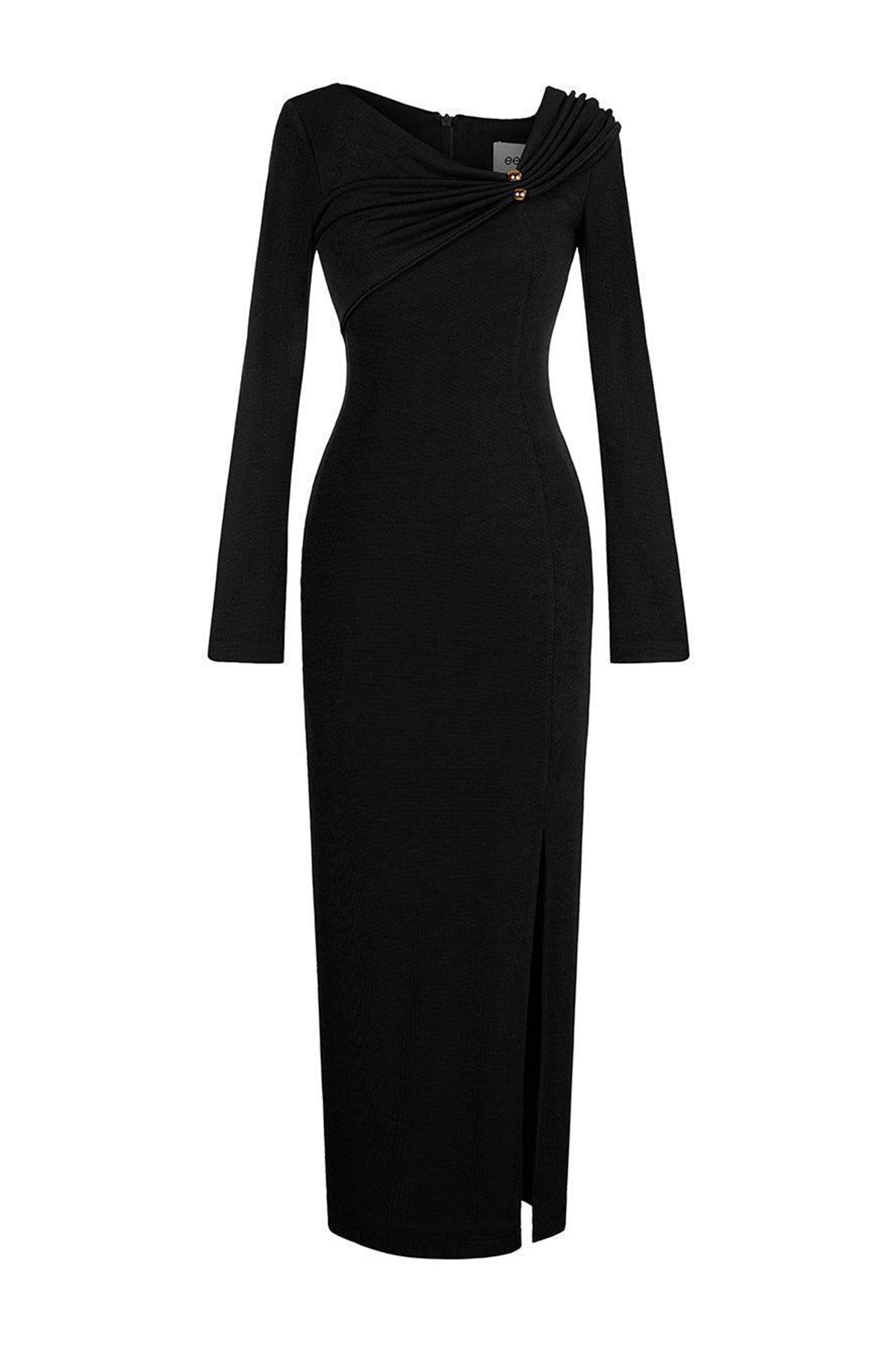 Laly Sheath Side Slit Spandex Ankle Length Dress Black / S