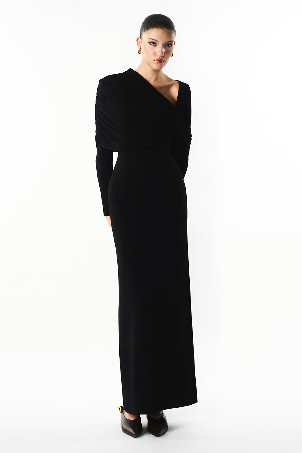 Noira Sheath Draped Maxi Dress