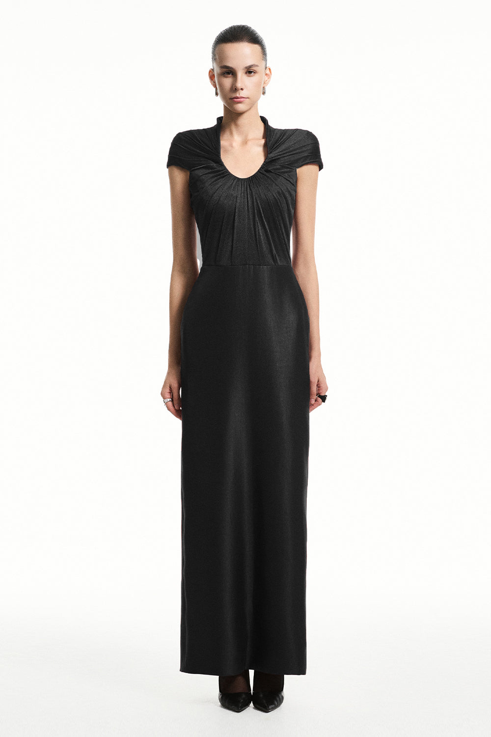 Women's Eve Sheath Pleated Maxi Dress S/M/L/XL/Customize Black/Beige/Dark  Green/Burgundy MEAN BLVD