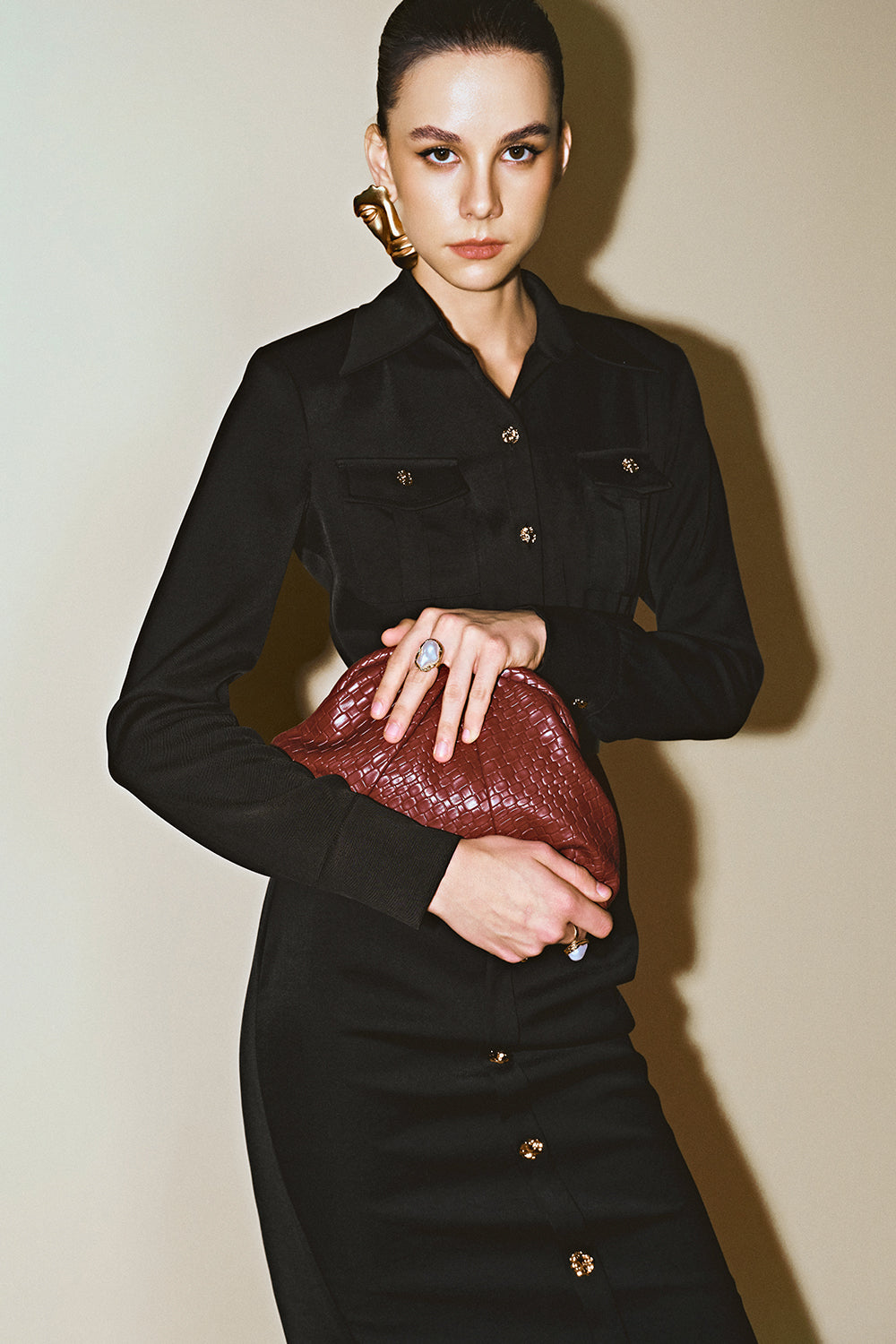 Caelum Collared Button Midi Dress