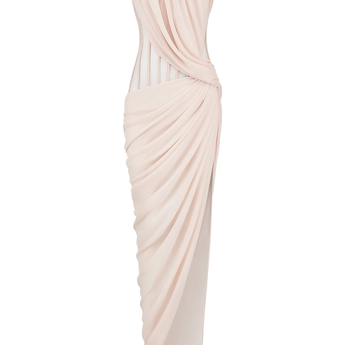 Ezra Strapless Side Slit Chiffon Long Length Dress