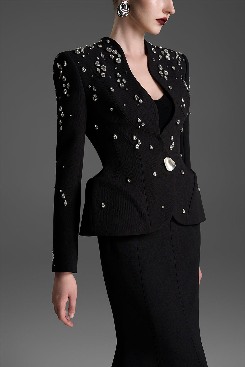 Noelia Peplum Rhinestones Blazer