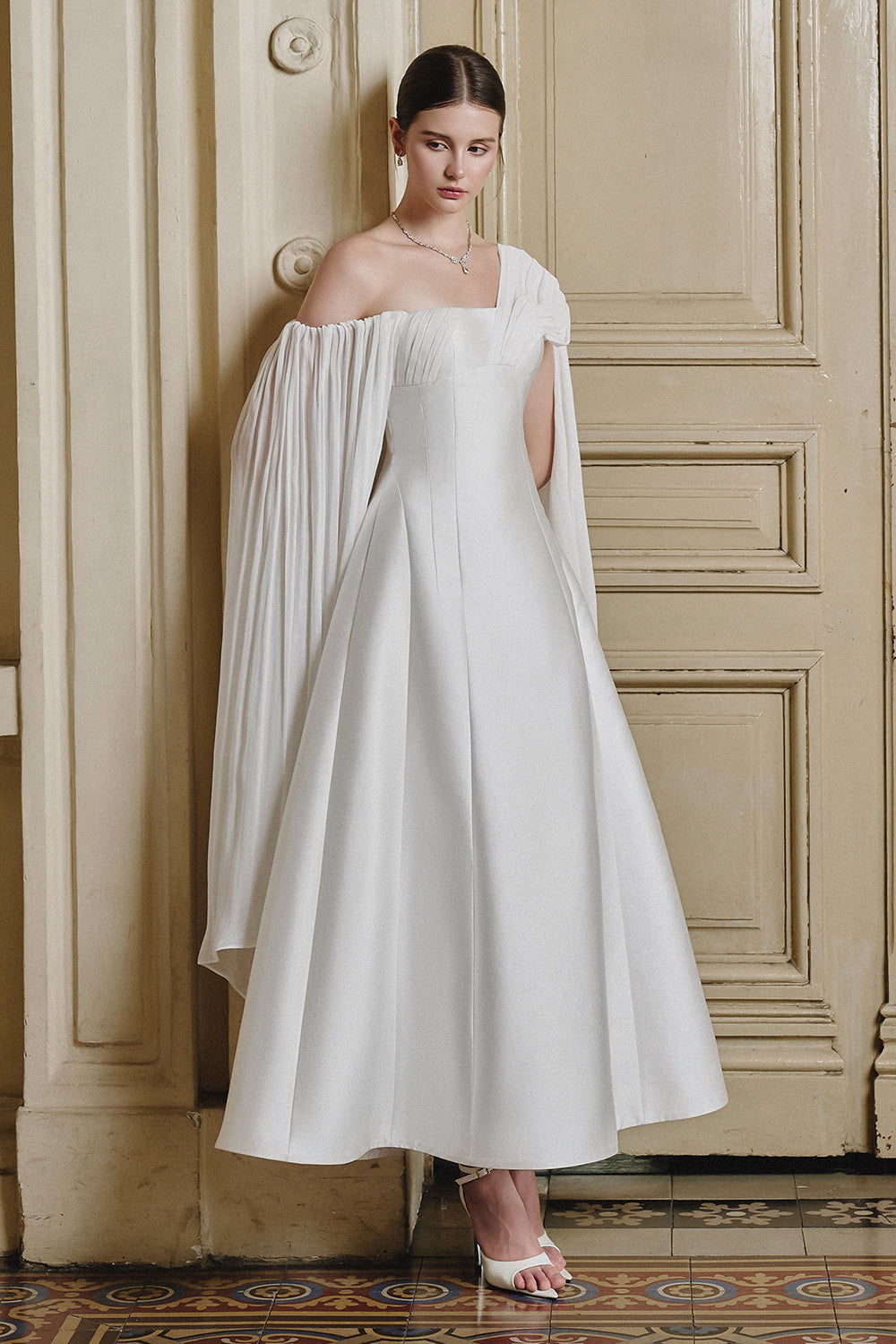 Clara Asymmetric Neck Midi Dress