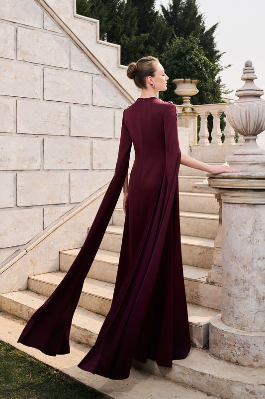 Autumn Cape Sleeve Maxi Dress
