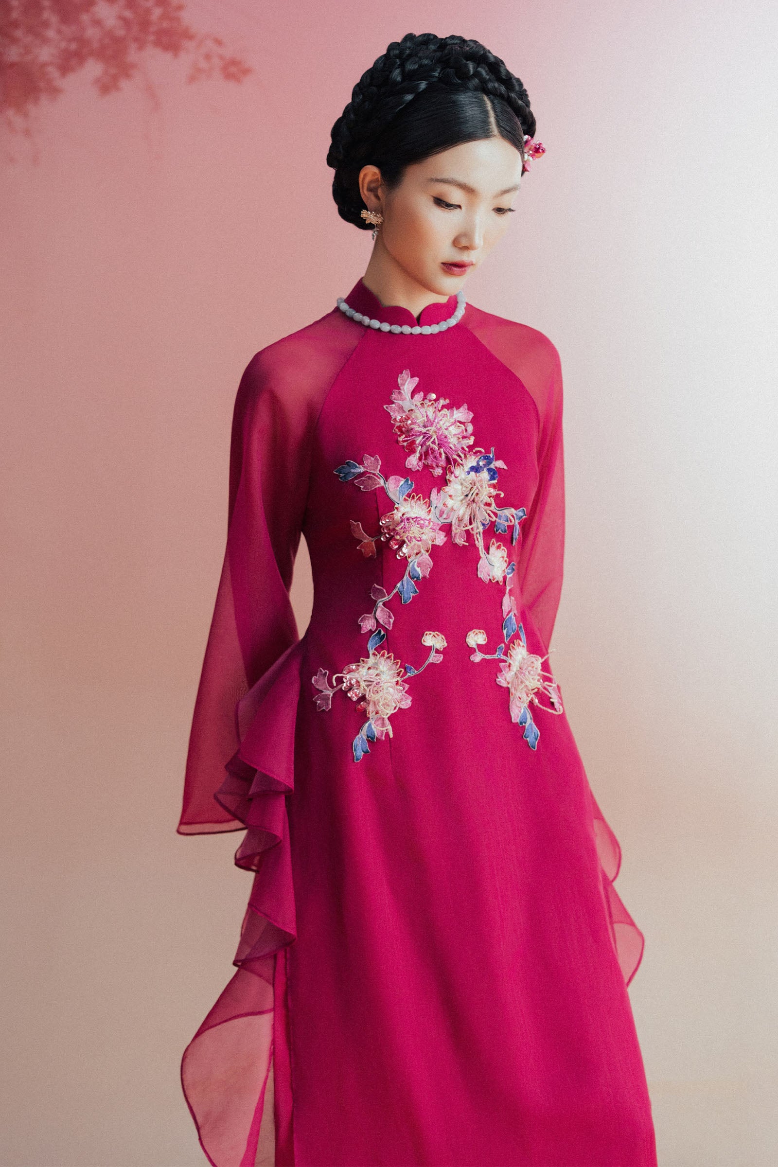 Cuc Thy Ruffle Ao Dai Set