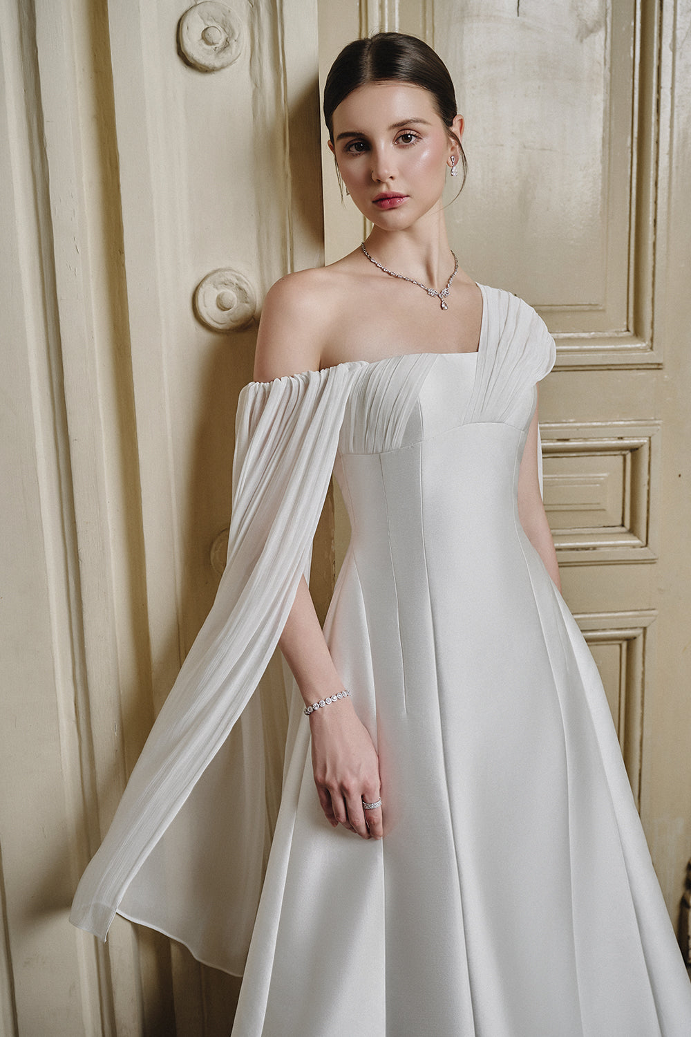 Clara Asymmetric Neck Midi Dress