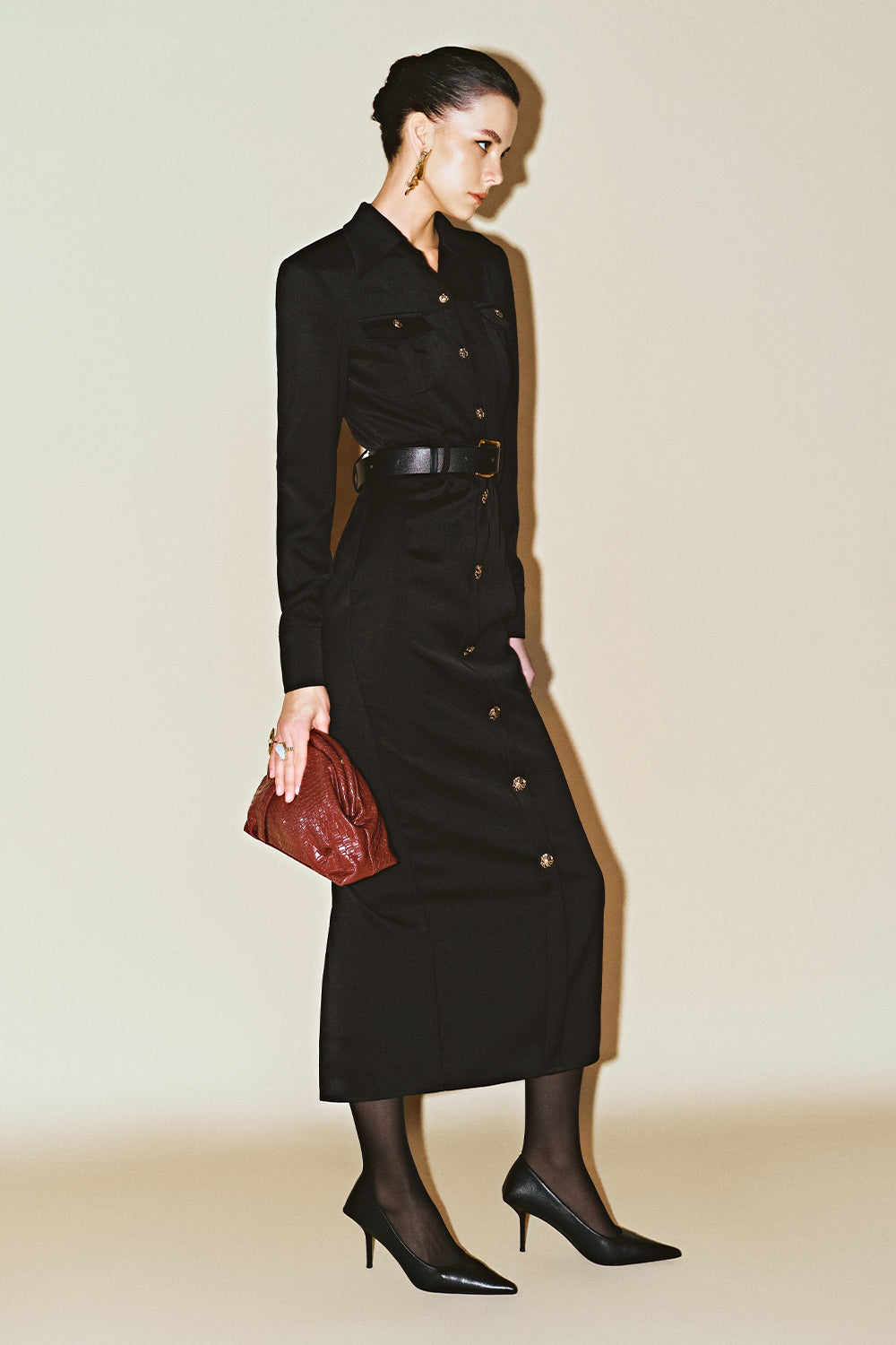 Caelum Collared Button Midi Dress