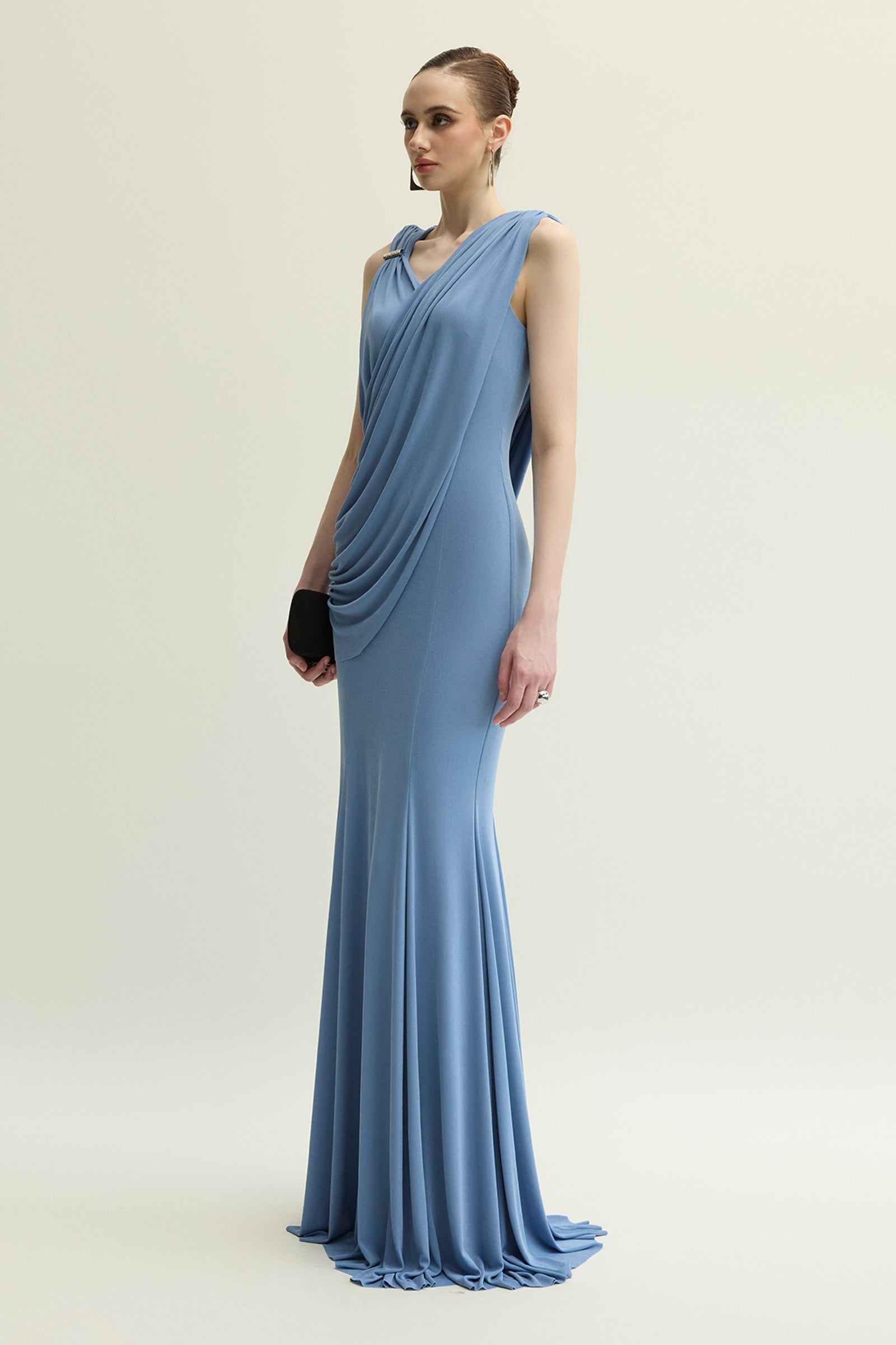 Valaya Sheath Draped Maxi Dress