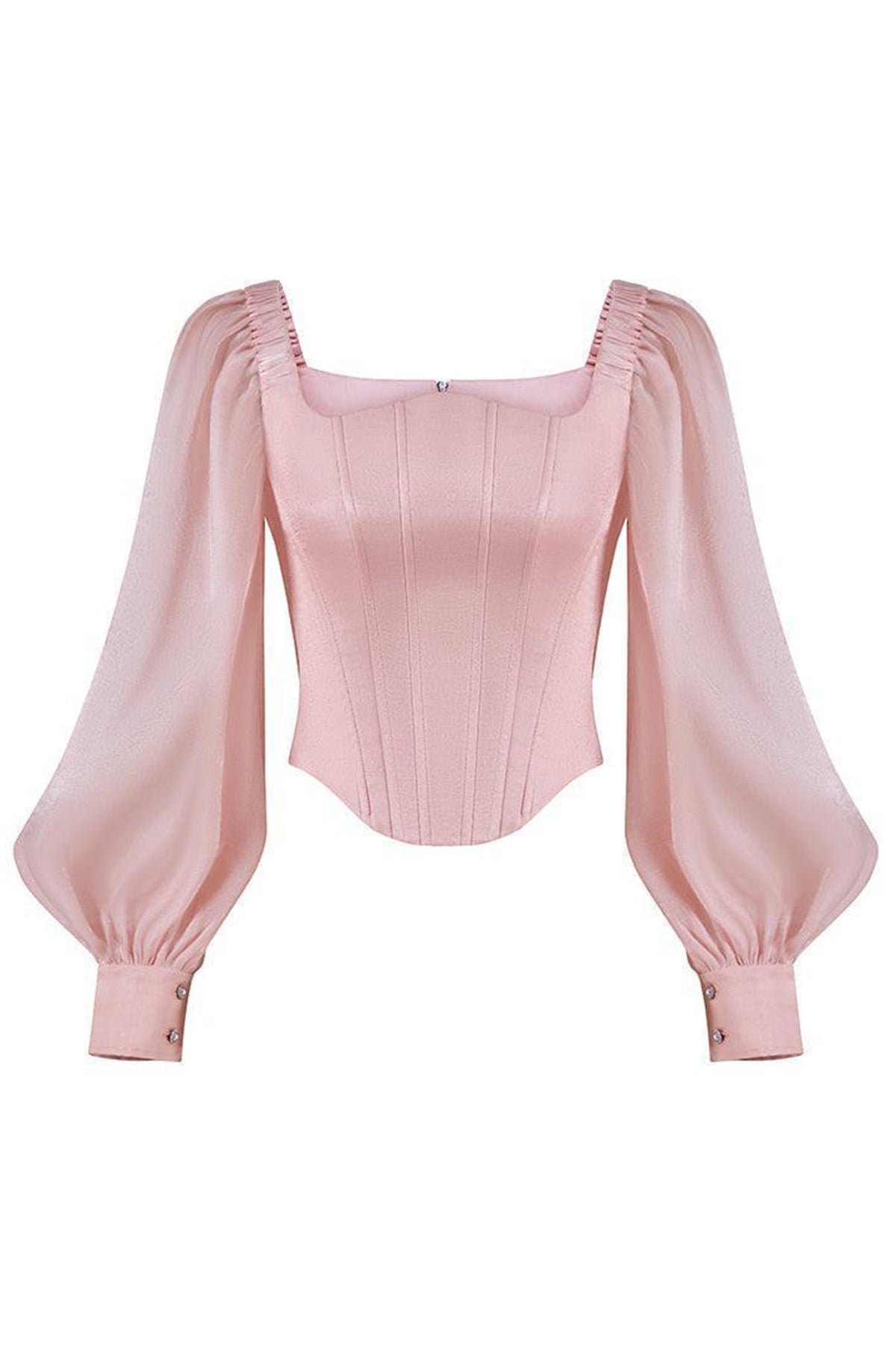 Fiorella Bodycon Curved Neck Organza Top
