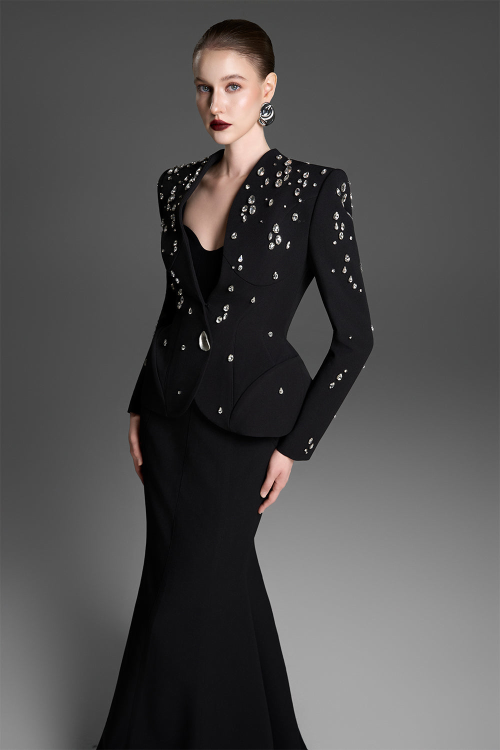 Noelia Peplum Rhinestones Blazer