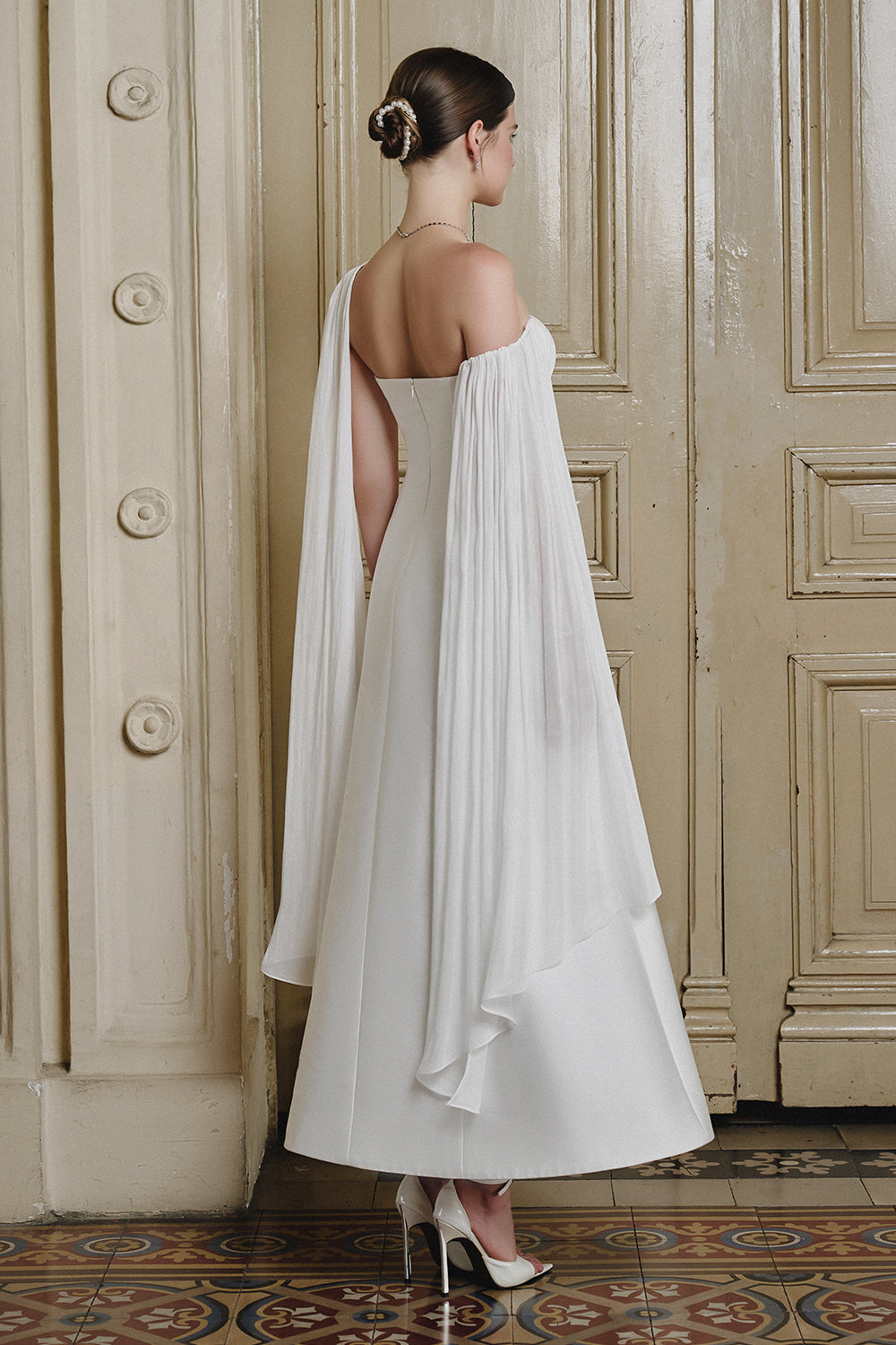 Clara Asymmetric Neck Midi Dress