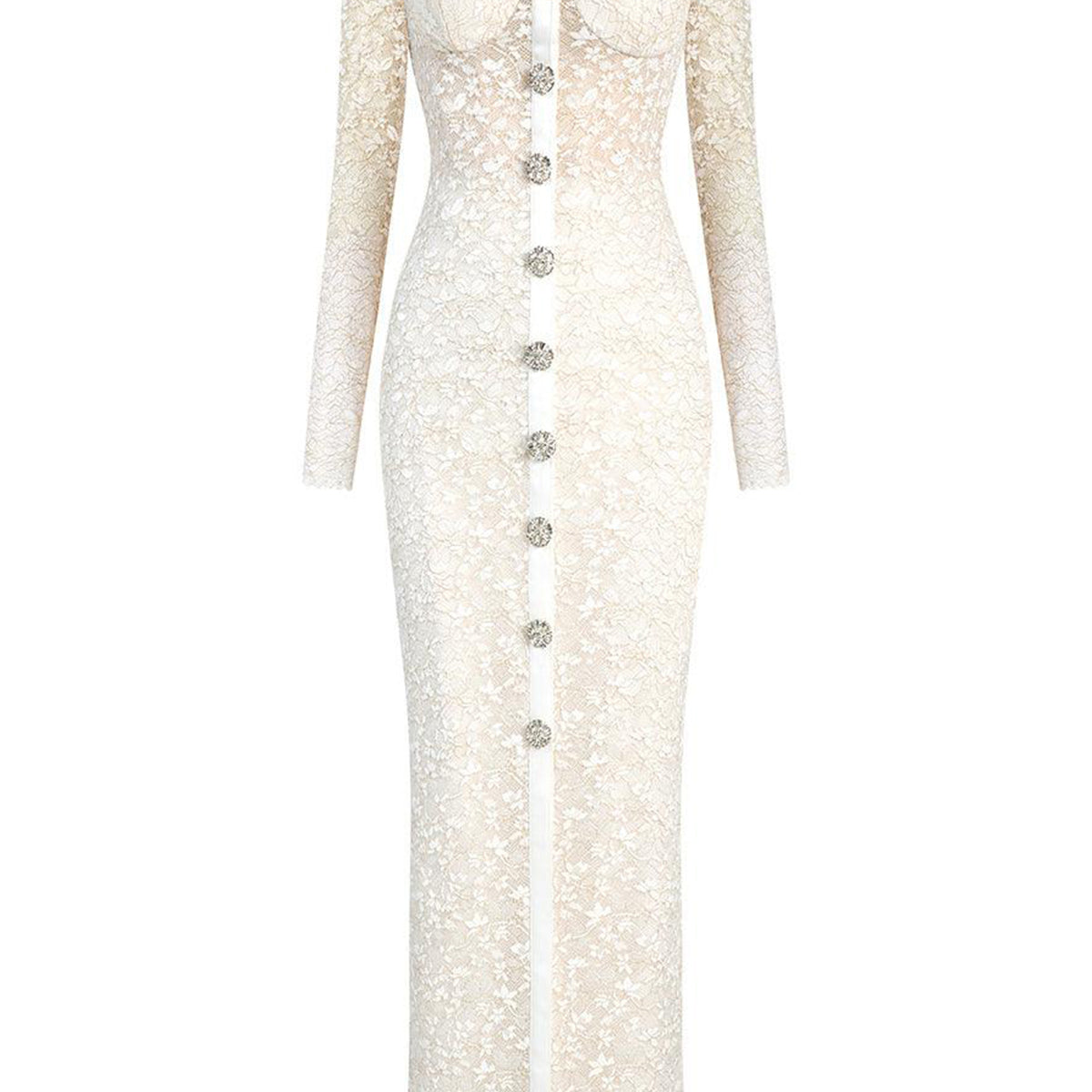 Noble Sheath Single Breasted Lace Midi Dress