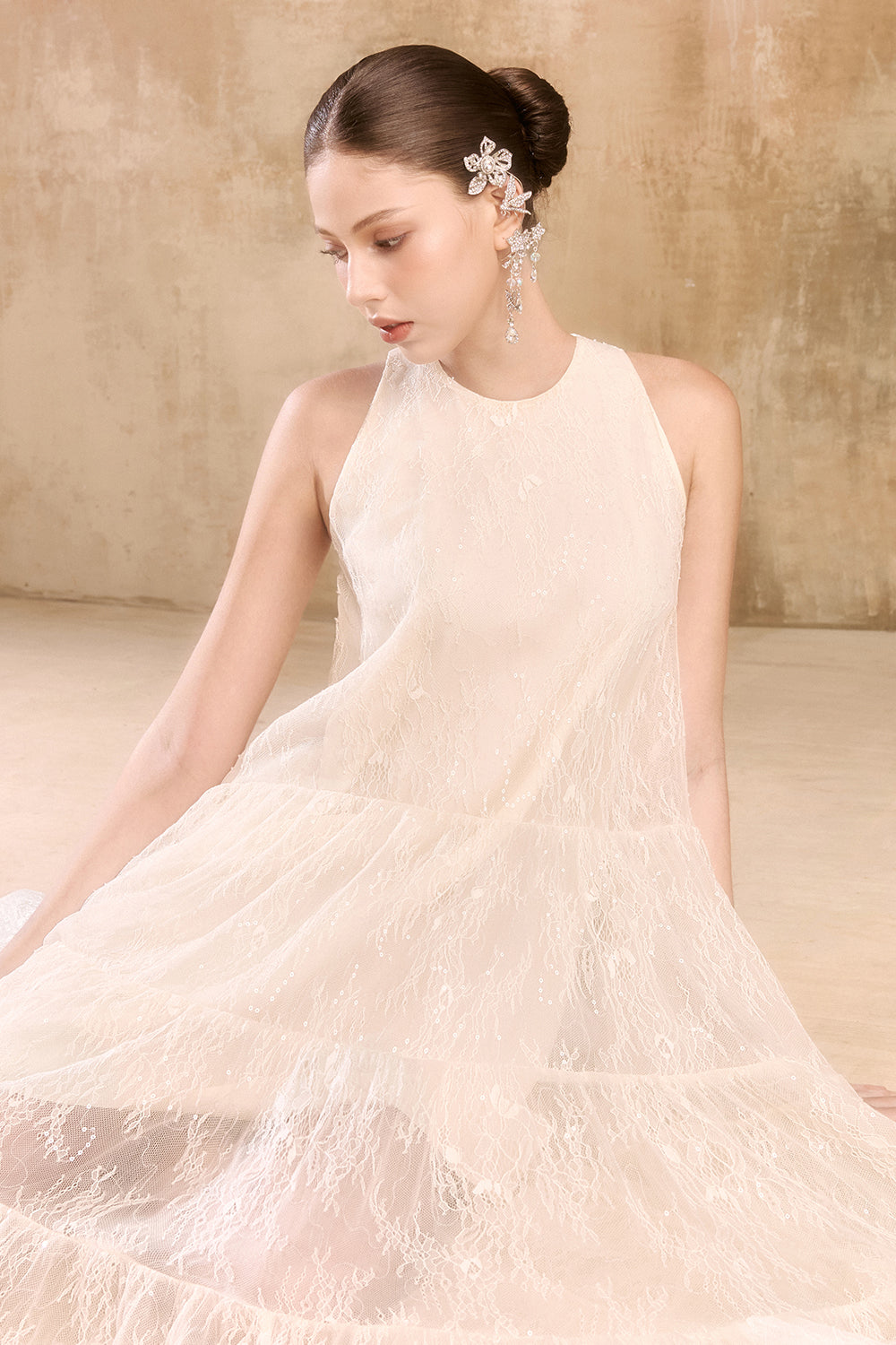 Ashi Shirring Midi Dress