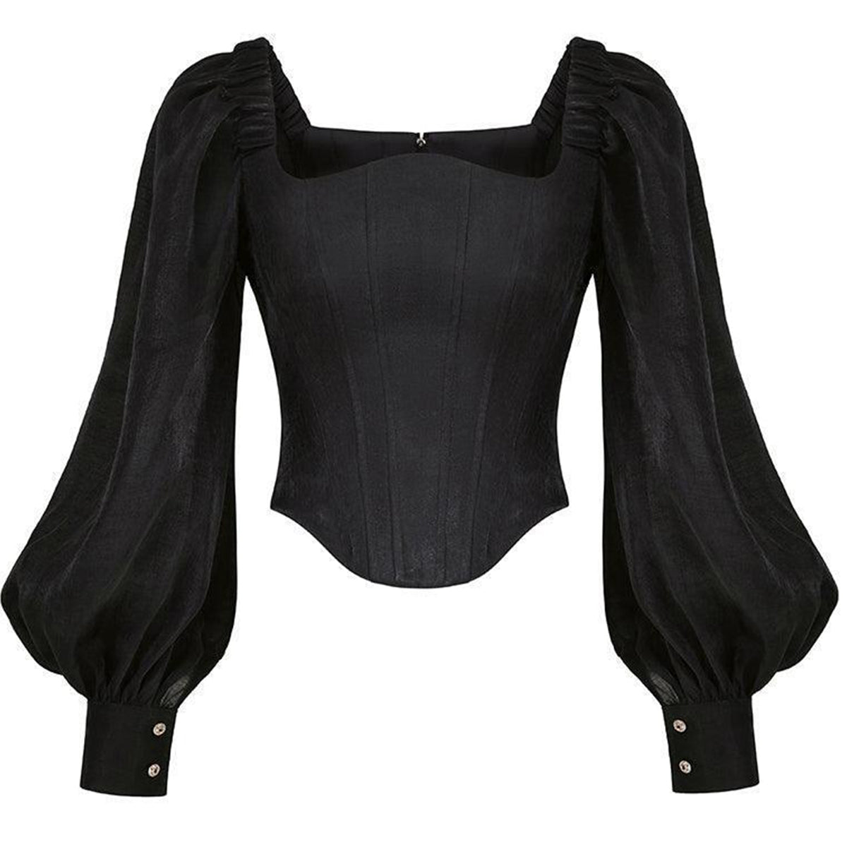 Fiorella Bodycon Curved Neck Organza Top