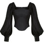 Fiorella Bodycon Curved Neck Organza Top