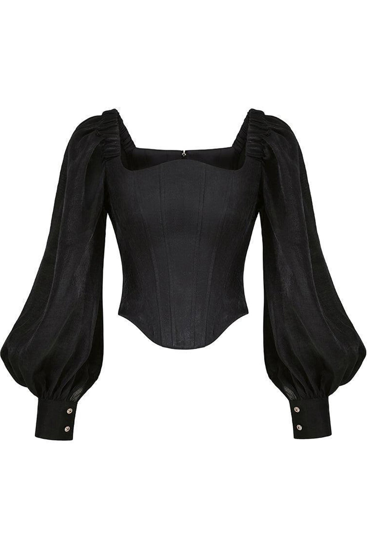 Fiorella Bodycon Curved Neck Organza Top