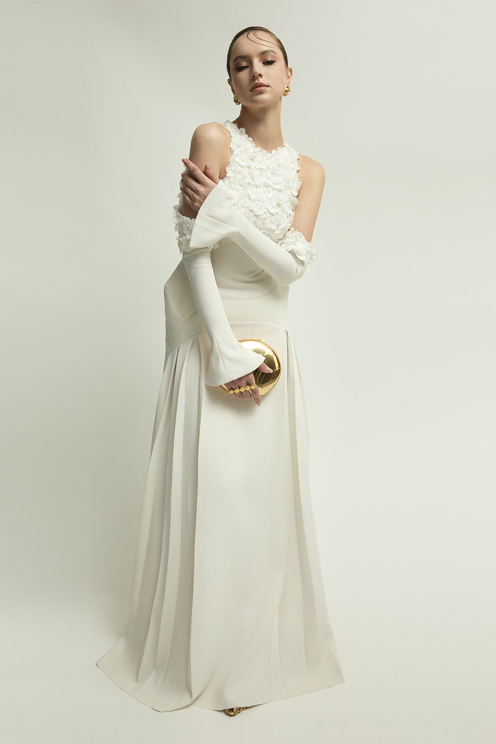 Amelie Cold Shoulder Sleeve Applique Maxi Dress