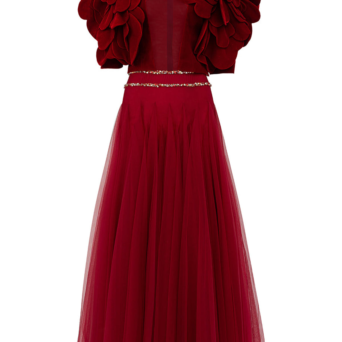 Karsyn A-line Flower Applique Polyester Ankle Length Set
