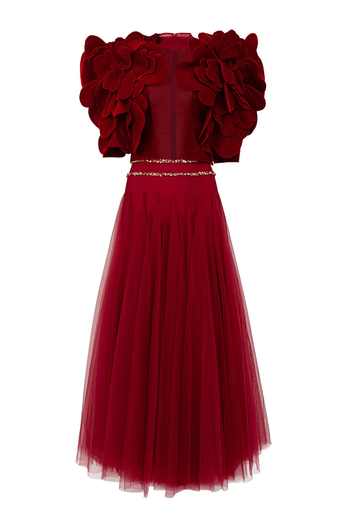 Karsyn A-line Flower Applique Polyester Ankle Length Set