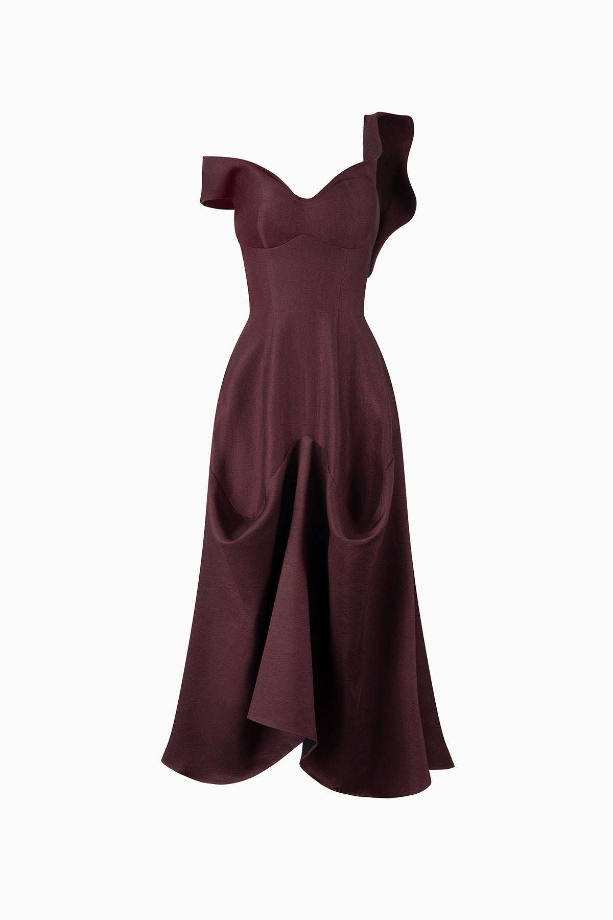 Lior Asymmetric Neck Midi Dress