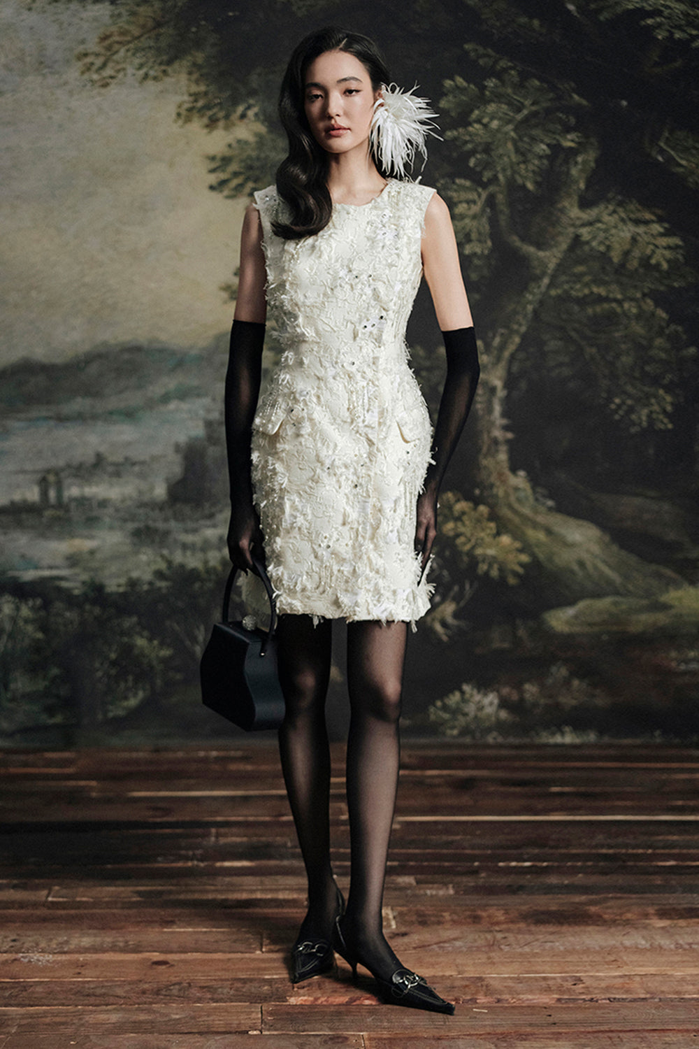 Estompe Feather Mini Dress