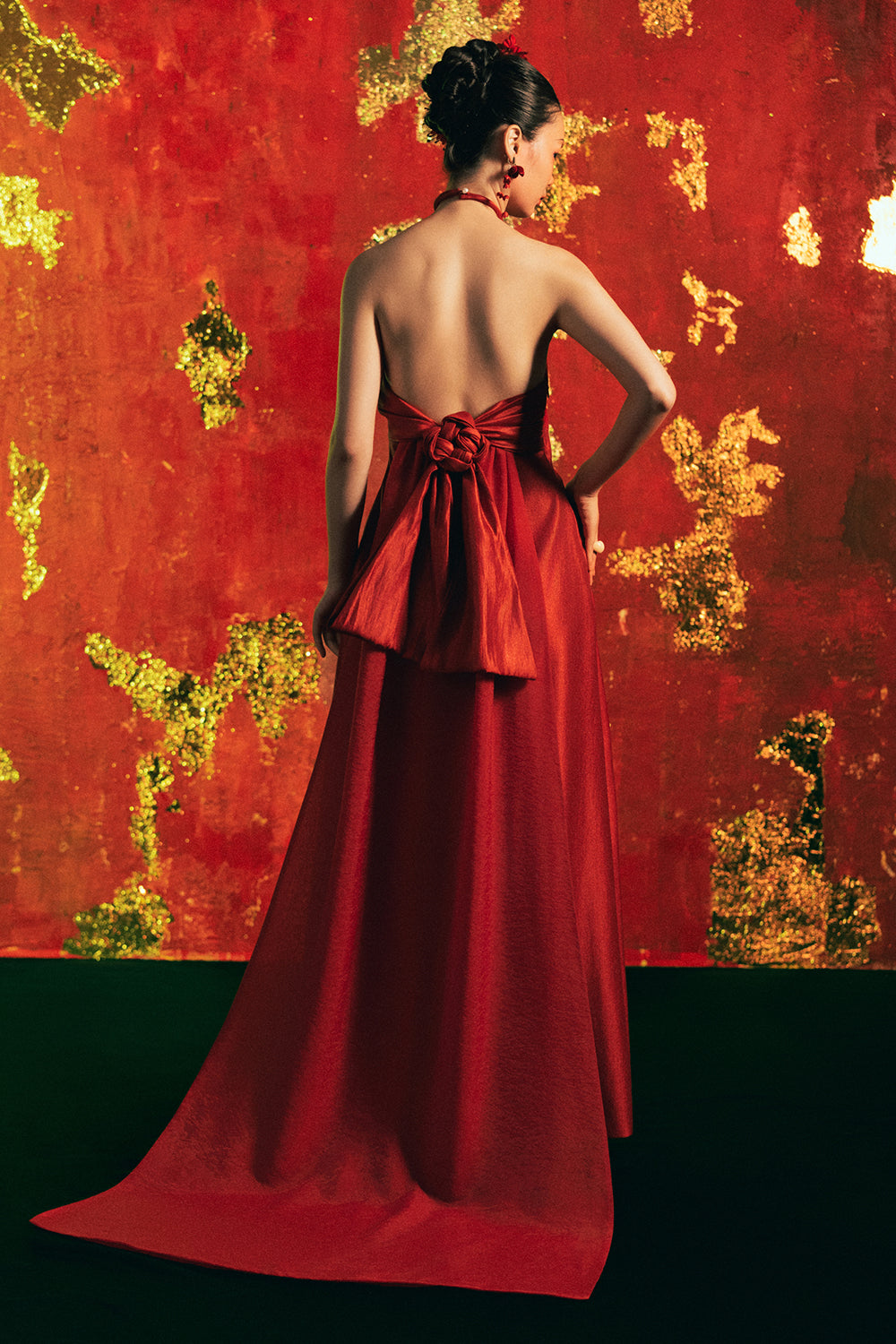 Dien Nien Halter Neck Cotton Rayon Maxi Dress