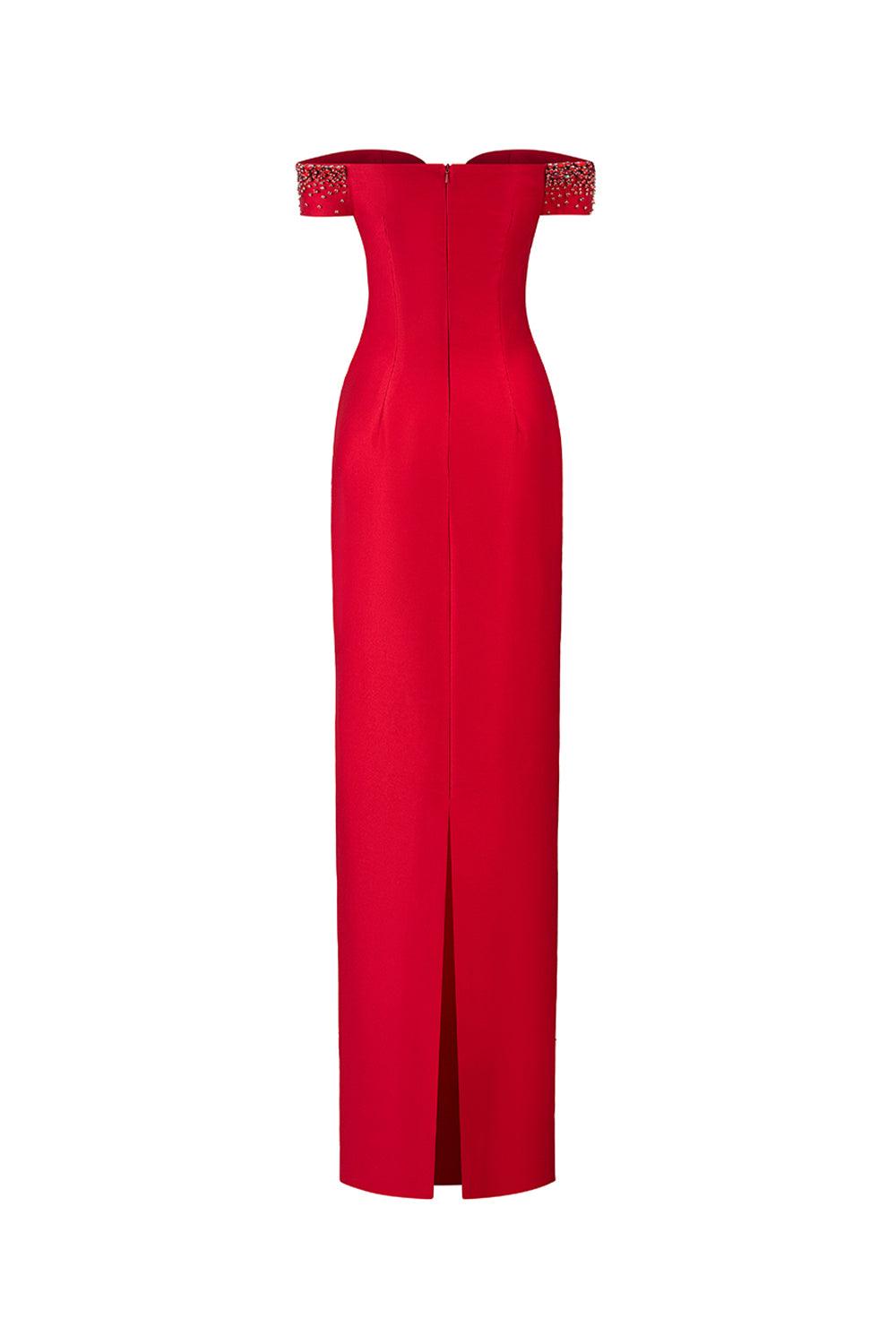 Clarke Sheath Off-Shoulder Taffeta Floor Length Dress