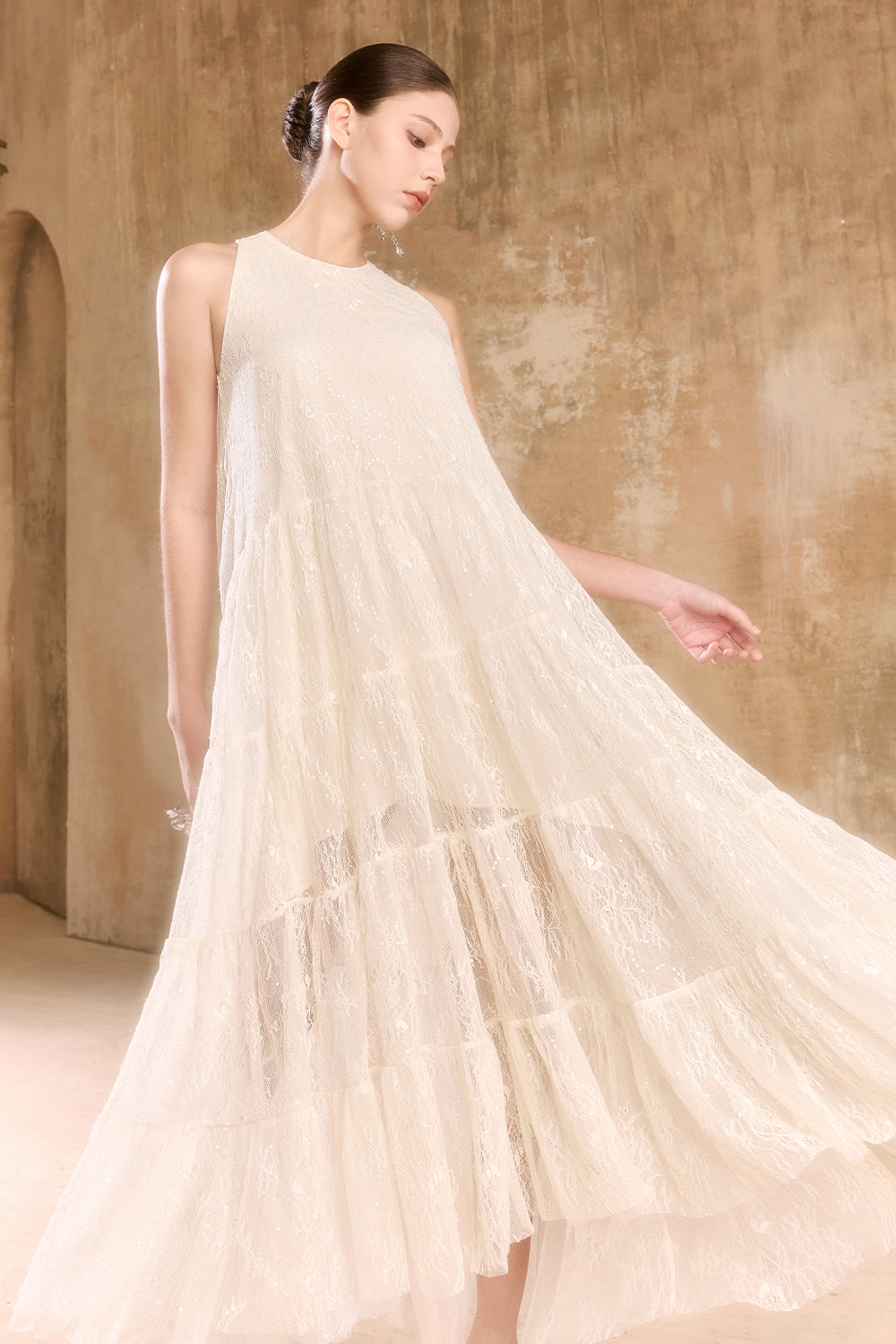 Ashi Shirring Midi Dress