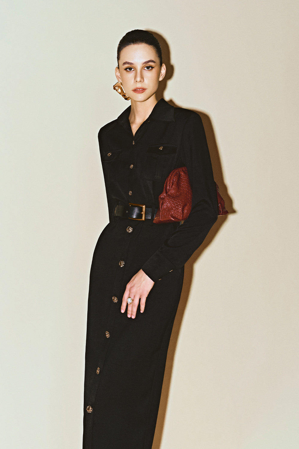 Caelum Collared Button Midi Dress