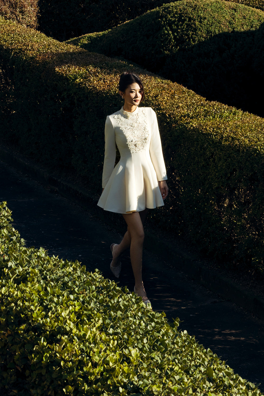 Nivora High Neck Applique Mini Dress