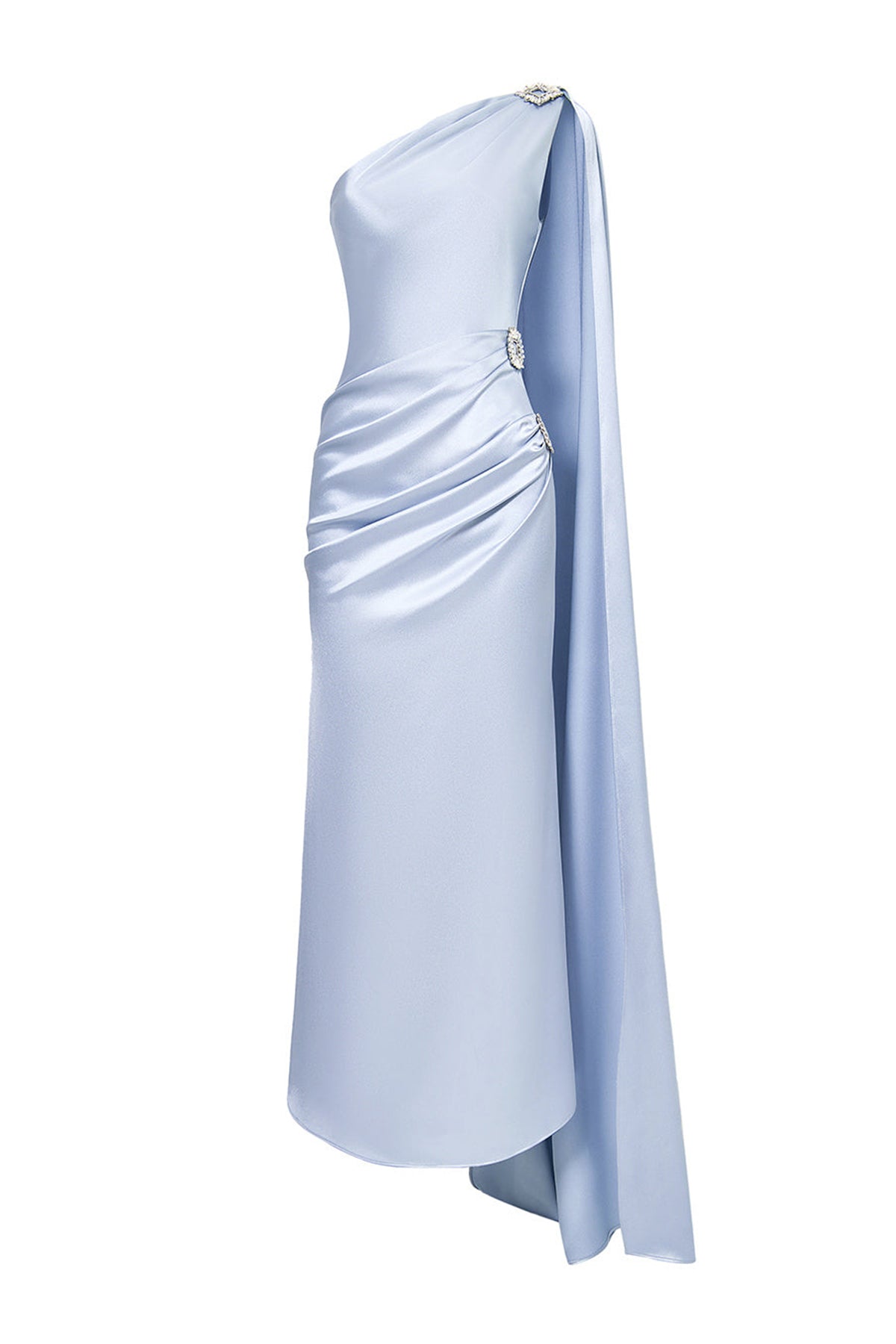 Nimbus Trumpet One Shoulder Silk Ankle Length Dress