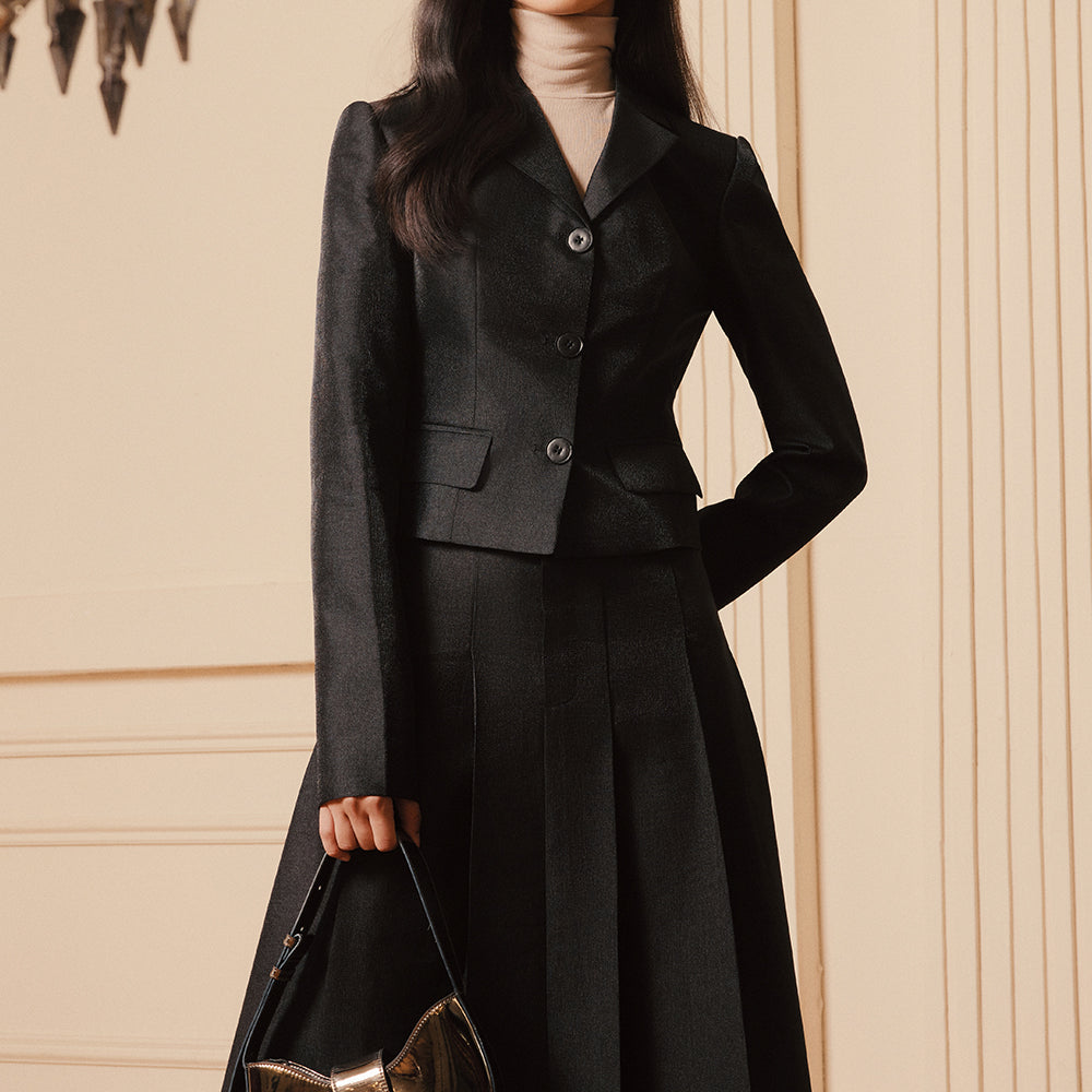 Amalia V-Neck Taffeta Blazer