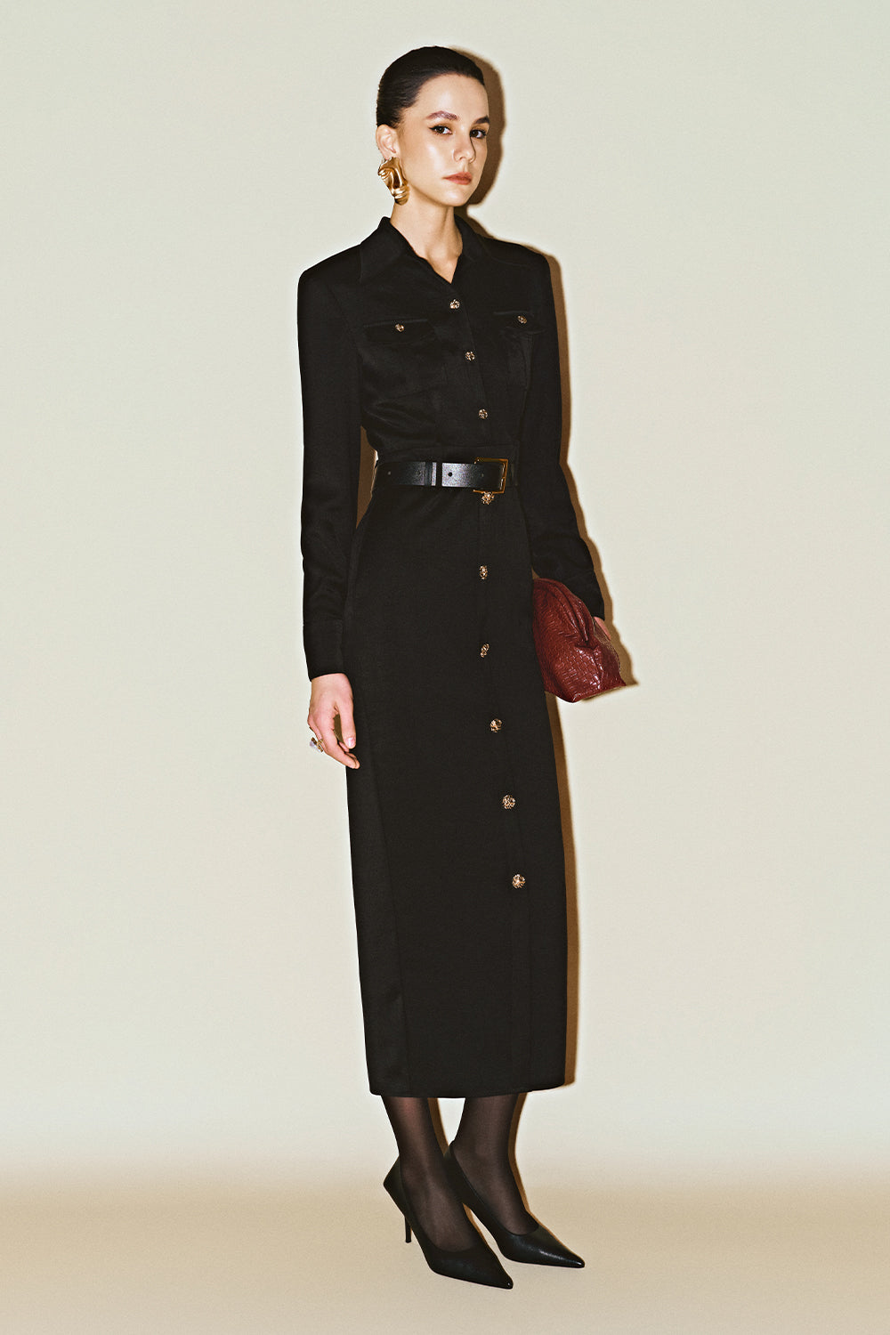 Caelum Collared Button Midi Dress