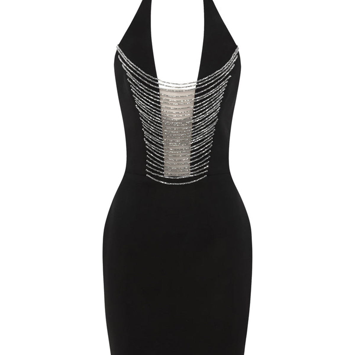Dahlisca Bodycon Halter Neck Crepe Mini Dress