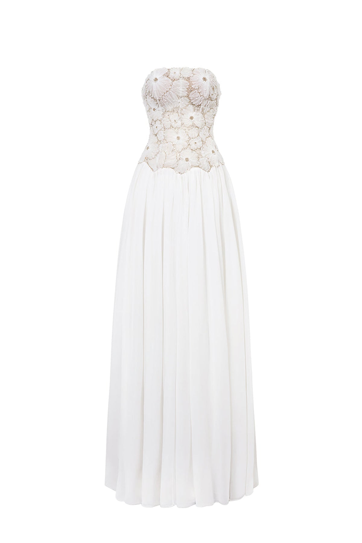 Nebula Fit and Flare Floral Mesh Lace Floor Length Dress