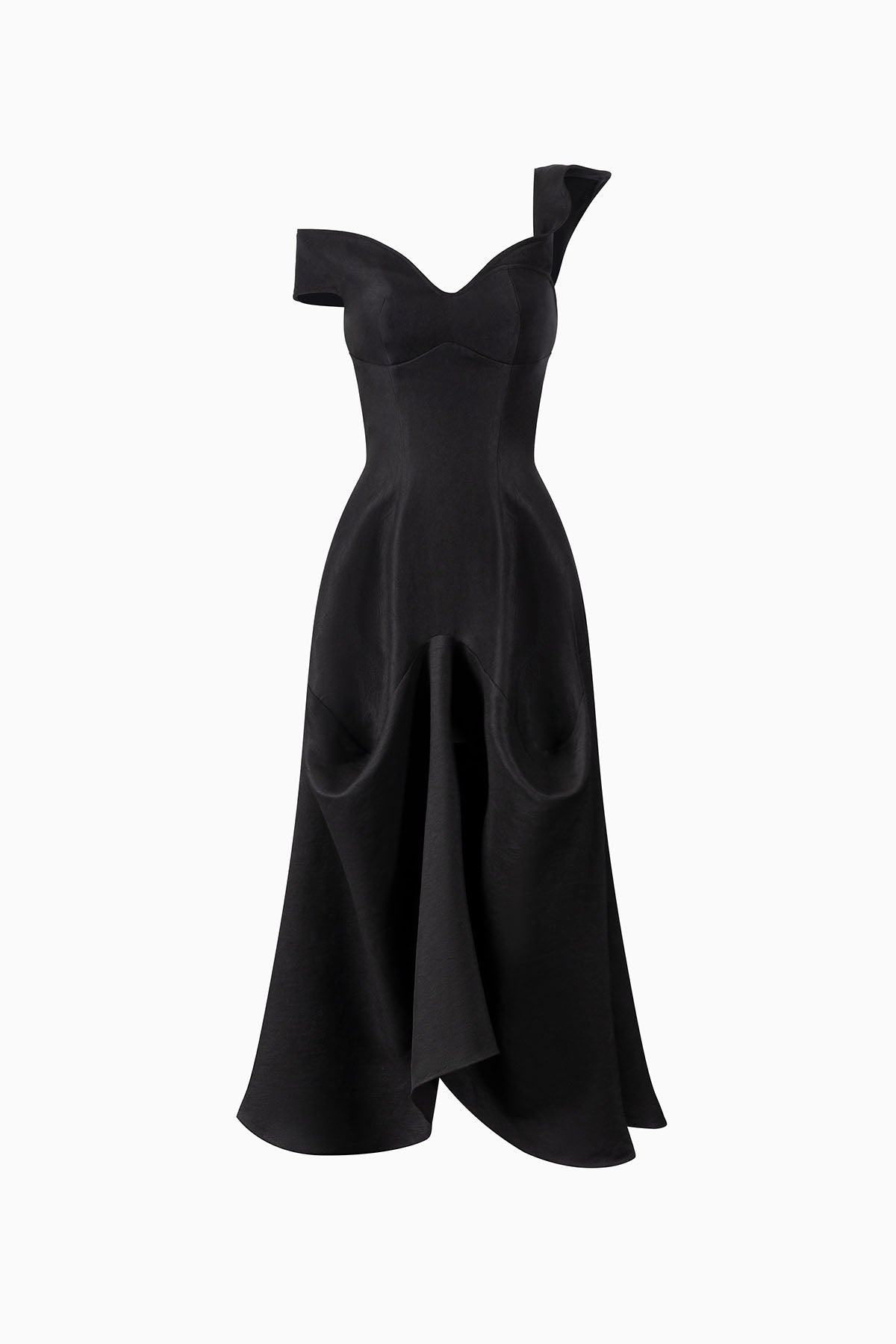 Lior Asymmetric Neck Midi Dress