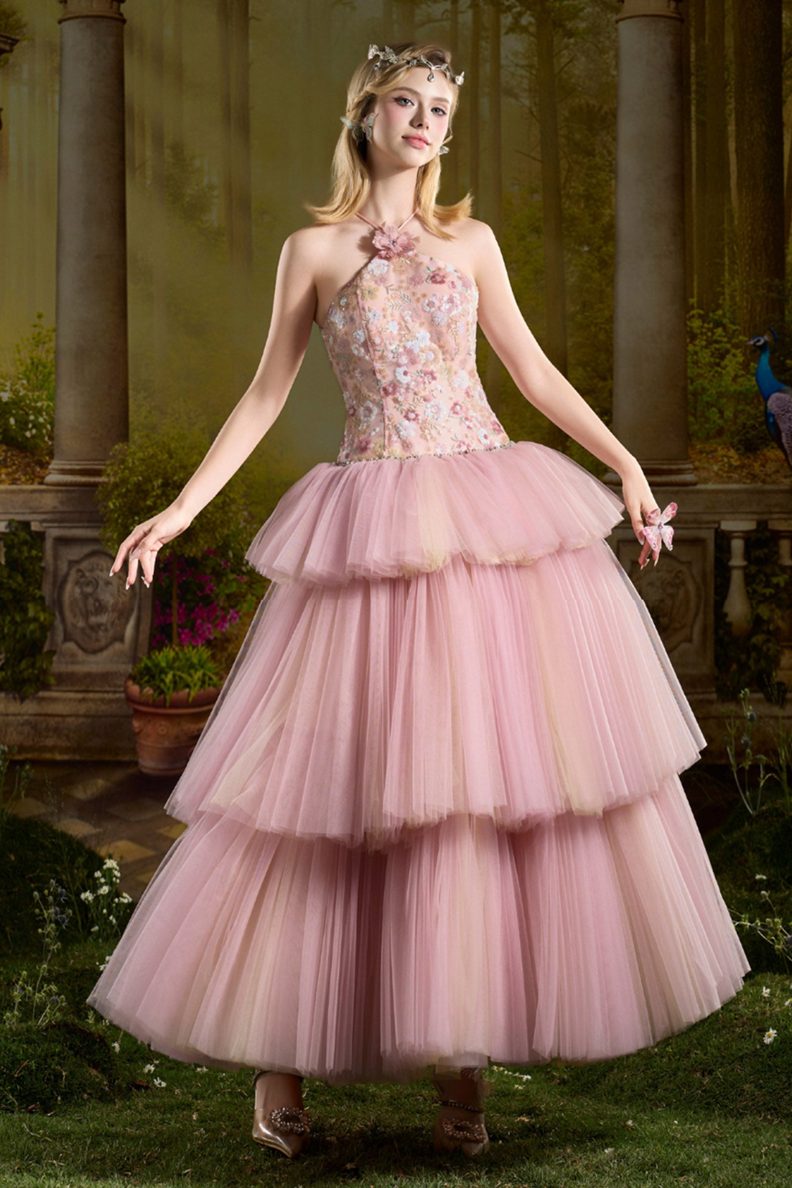 Women's Venessa Ball Gown Applique Midi Dress XS/S/M/L/XL/Customize Pink  Lavender MEAN BLVD